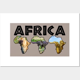 Africa Wildlife Continent Trio Posters and Art